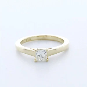 14K Gold Solitaire Engagement Ring 0.68 Carat Princess Natural Diamond G VS2 - Picture 1 of 5