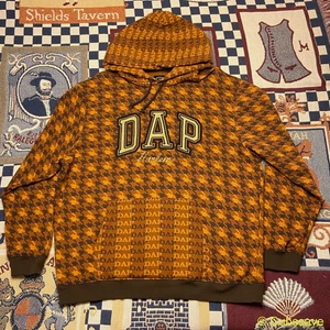 Gap X Dap Pullover Hoodie Men's XL Extra Large Brown Houndstooth AOP Dapper Dan - Picture 1 of 15