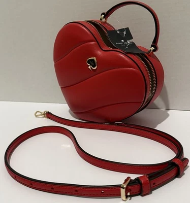 Kate Spade Love Shack Quilted 3D Heart Crossbody Purse - Ruby Red KK191 NEW - Image 1 of 4