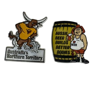 Vintage Fridge Magnets Aussie Beer Builds Better Bodies Cheeky Kitsch Australia - Picture 1 of 3