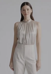 Top halter de seda 100 % lavable Quince, champán talla XL - Imagen 1 de 8