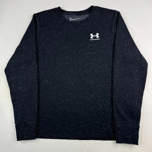 Under Armour Womens Large Black Speckled Rival Fleece Wrap Neck Pullover Sweater - Picture 1 of 10
