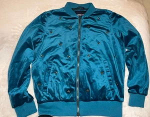 Limited Too Girl's Velvet Bomber Jacket With Stars Jacket blue size 14/16 - Picture 1 of 8