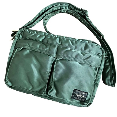 Bolso Bandolera PORTER Tanker Verde Salvia 2 Capas Hombro Yoshida Hecho en Japón Usado Foto 1 de 4