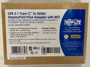 NEW SEALED TrippLite USB3.1 TYPE-C to HDMI/DisplayPort/VGA Adapter U444-06N-HVDP - Picture 1 of 3