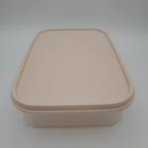 Vintage Tupperware 8 1/2 Cup Clear Storage Container 1608-1 with 1610-1 Tan Lid - Picture 1 of 6