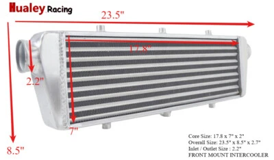 I/O2.2"Front Mount Intercooler AluminumUniversal 23.5*8.5*2.7" For Buick BMW KIA - Image 1 of 4