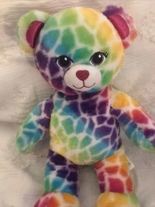 17" Rainbow Safari Bear Build a Bear Wild Style Rainbow Pink Leopard Heart Plush - Picture 1 of 5