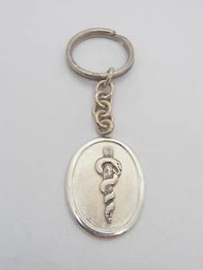 Bâton Esculape : Porte-Clés en Argent 925 - Asclépios - Médecins - Médical - Picture 1 of 2