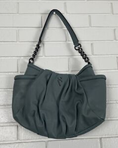 Simply Vera Wang Alicia Teal Faux Leather Pleated Hobo Shoulder Hand Bag Satchel