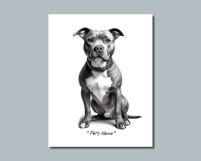 Personalized PIT BULL Pet Print Photo Picture YOUR DOG'S NAME 8x10 or 11x14 (P5) - Image 1 of 4