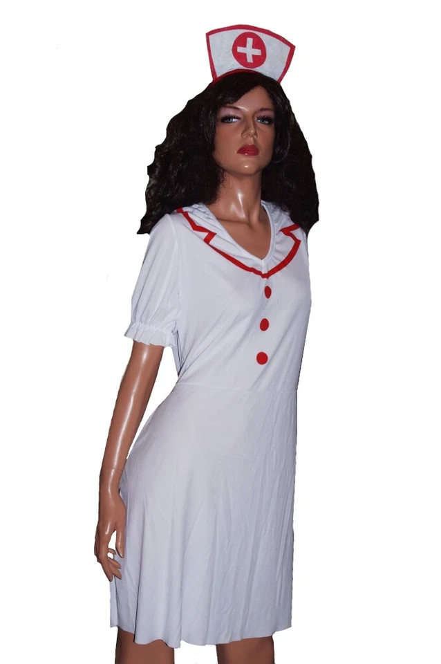 Mujeres Enfermera RN Halloween Disfraz Sexy Enfermera Vestido Conjunto Blanco Purim Lg NUEVO Foto 1 de 1