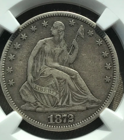 1872-cc Seated Liberty half dollar, NGC XF40,  nice & original Cover