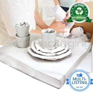 WHITE PACKING PAPER - NEWSPAPER OFFCUTS SHEETS PACKING MOVING FOOD 500mm x 750mm - Picture 1 of 10