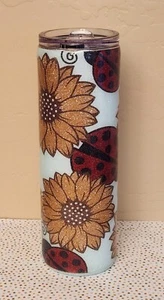30oz Sunflowers and Ladybugs Glitter Tumbler - Picture 1 of 6