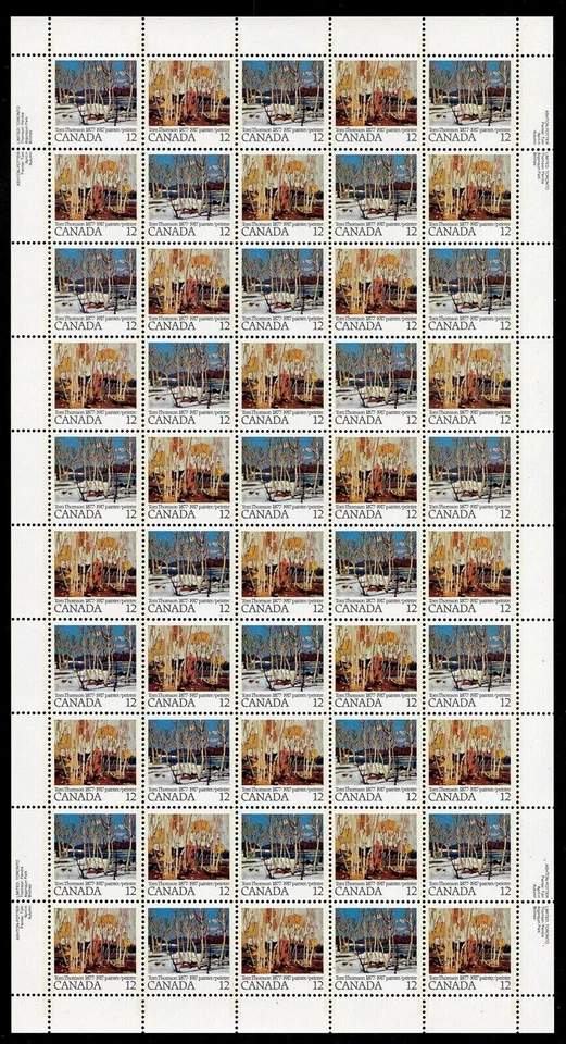 Canada Stamps -Full Pane of 50 -1977, Paintings by T. John Thomson, #733-734 MNH - Image 1 of 1