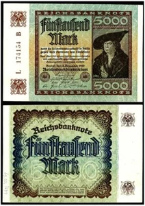 ORNATE GEM UNCIRC 1922 5000 MARKS w MERCHANT IMHOF! CONSECUTIVELY NUMBERED NOTES - Picture 1 of 1