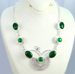 Damen Anhänger aufgefallene Edelstein Smaragd Anhänger Sterling Silber 925  - Bild 1 von 3