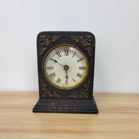 Antique 1902 Cast Iron Ornamental Roman Numeral Mantle Clock Cover