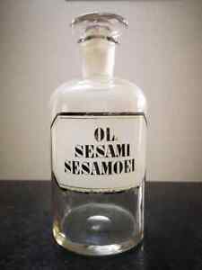 Ancien flacon/bouteille pharmacie/apothicaire OL SESAMI SESAMOEL 1900 TBE