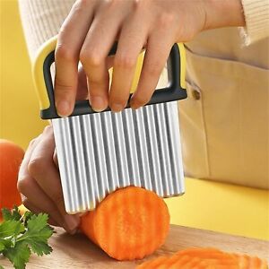 Potato Chip French Fry Slicer Crinkle Soap Wavy Cutter Knife Stainless Steel