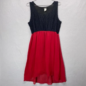 Vintage Deb Dress 2XL Black Lace Red Y2K Party Dance HOCO Flowy - Picture 1 of 17