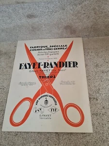 Brochure- Fabrique spéciale de ciseaux en tous genres Fayet-Randier a Thiers - Picture 1 of 4