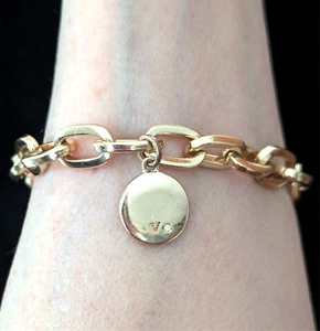 V Initial Letter Charm Bracelet Chunky Chain Gold Tone Personalized Jewelry 8" - Bild 1 von 6