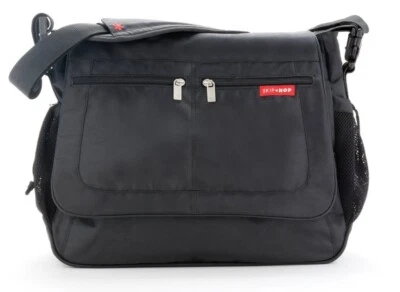 Skip Hop Messenger Changing Bag with Changing Mat & 18 Pockets, Black