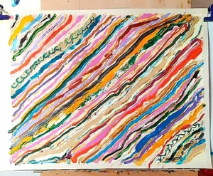 Unikat Bild Abstrakt Acryl Kunst Schlafzimmer Wohnzimmer Wandbilder/50x64cm/Hand - Bild 1 von 1