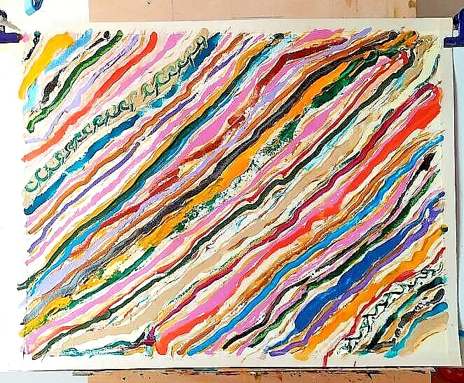 Unikat Bild Abstrakt Acryl Kunst Schlafzimmer Wohnzimmer Wandbilder/50x64cm/Hand - Bild 1 von 1