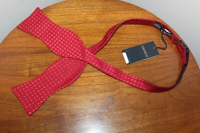 DANIEL CREMIEUX BOW TIE SILK BLEND ADJUSTABLE PAISLEY SCARLET RED & SILVER - Image 1 of 4