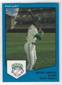 1989 ProCards Denver Zephyrs #49 (Triple A-Milwaukee Brewers) Matias Carrillo