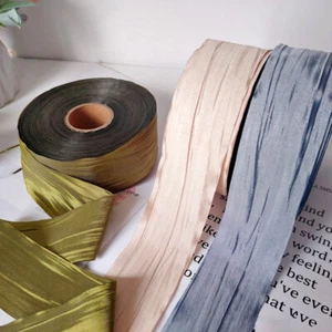 Retro Style 10 Yard Pearl Silk Ribbon Wrinkled Band DIY Gift Wrapping Woven Tape - Picture 1 of 23
