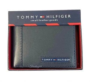 Tommy Hilfiger Men's RFID Protected Navy Leather Passcase Wallet_31TL22X063