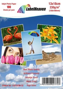 Papier Photo 13x18 cm LabelHeaven 230g - 100 Feuilles Premium Haute Brillance - Photo 1/1