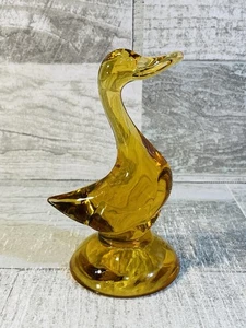 Vintage vetro vichingo 5" ambra epica anatra #1316 statuina scultura uccellino oca - Foto 1 di 6