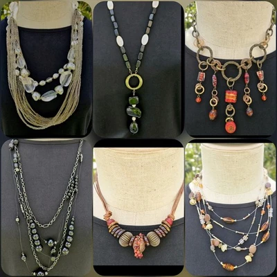 Lot of 6 Chico’s Necklaces Statement Long & Short Beaded Multi Colors Black Boho - Image 1 of 4