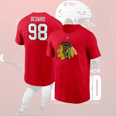 ¡LO ÚLTIMO! Connor Bedard #98 Equipo de Chicago Nombre y Número Jugador Unisex Regalos para Fans Foto 1 de 3