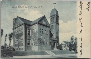 1909 CENTRAL FALLS, Rhode Island Postcard HIGH SCHOOL Building / Street View - Picture 1 of 2