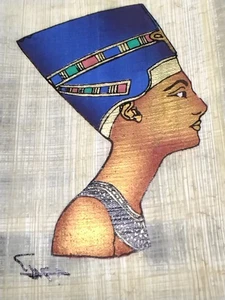 Ägyptischer Papyrus handbemalt, Königin Nofretete - Bild 1 von 6
