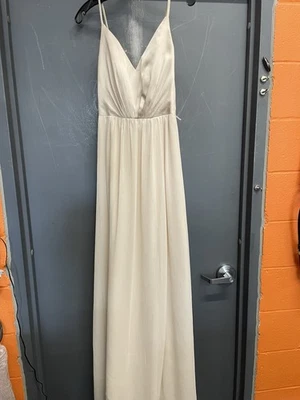 Vestido Formal Blanco por Vera Wang Corpiño con Falda de Gasa Champagne Talla 0 Nuevo con Etiquetas Foto 1 de 4