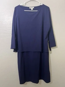 Coldwater Creek Easy Does It Ponte Dress M Navy Stretchy Bi-Level Mature Travel - Picture 1 of 6