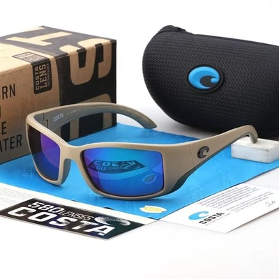 Costa Del Mar BLACKFIN Khaki Frame Green Mirror Polarized 580P Sunglasses - Image 1 of 4