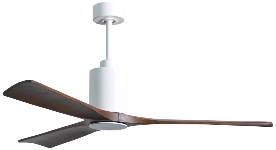 60" Patricia-3 Gloss White LED Ceiling Fan w/ Walnut Blades - Image 1 of 1