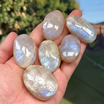 Piedra lunar flash piedra de palma pulido calmante cristal curativo piedra caída regalo Foto 1 de 3