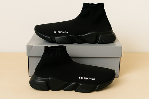Scarpe sneakers uomo designer Balenciaga Speed Trainer nere + nere taglia 14