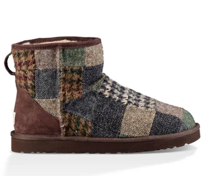 UGG Men's Size 10 Classic Mini Patchwork Boots, Shearling Woolrich Ankle Booties - Picture 1 of 4