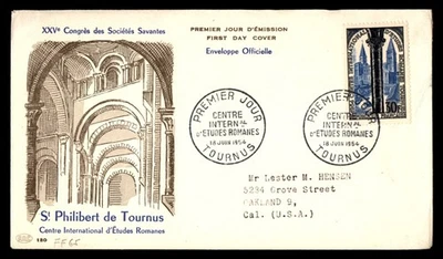 Mayfairstamps France FDC 1954 Column Building St Philibert de Tournus First Day - Image 1 of 2