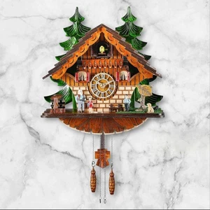 Kintrot Schwarzwälder Chalet Kuckucksuhr Holz Wand Quarz Pendel NEU offene Bo - Bild 1 von 18